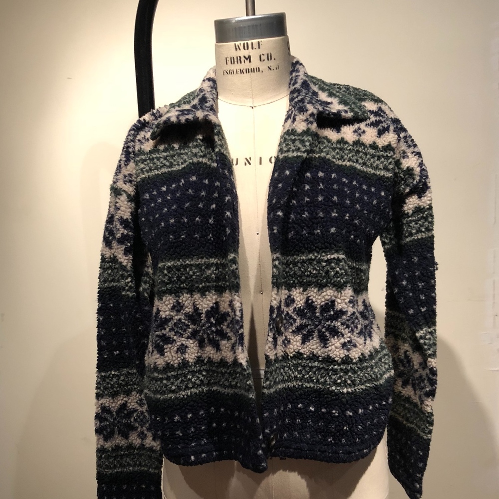 Fluffy button front jacket size s